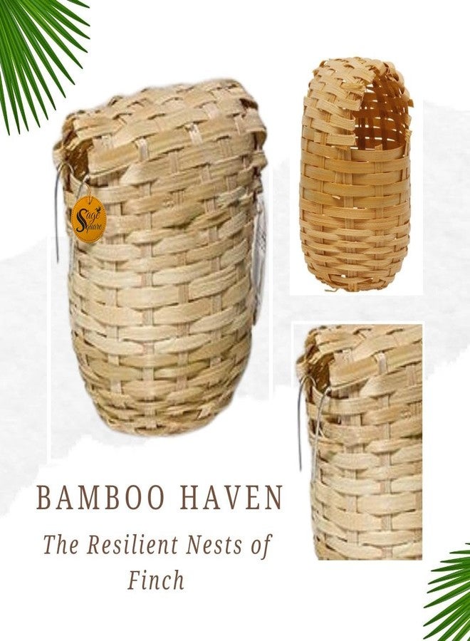 سايج سكوير عش تربية الطيور الصغيرة (الببغاء الأسترالي، عصفور البادجي) مصنوع من الخيزران الطبيعي على شكل مربع مع خطاف معلق، مناسب للطيور الصغيرة (الببغاء الأسترالي، عصفور البادجي). - Image 5